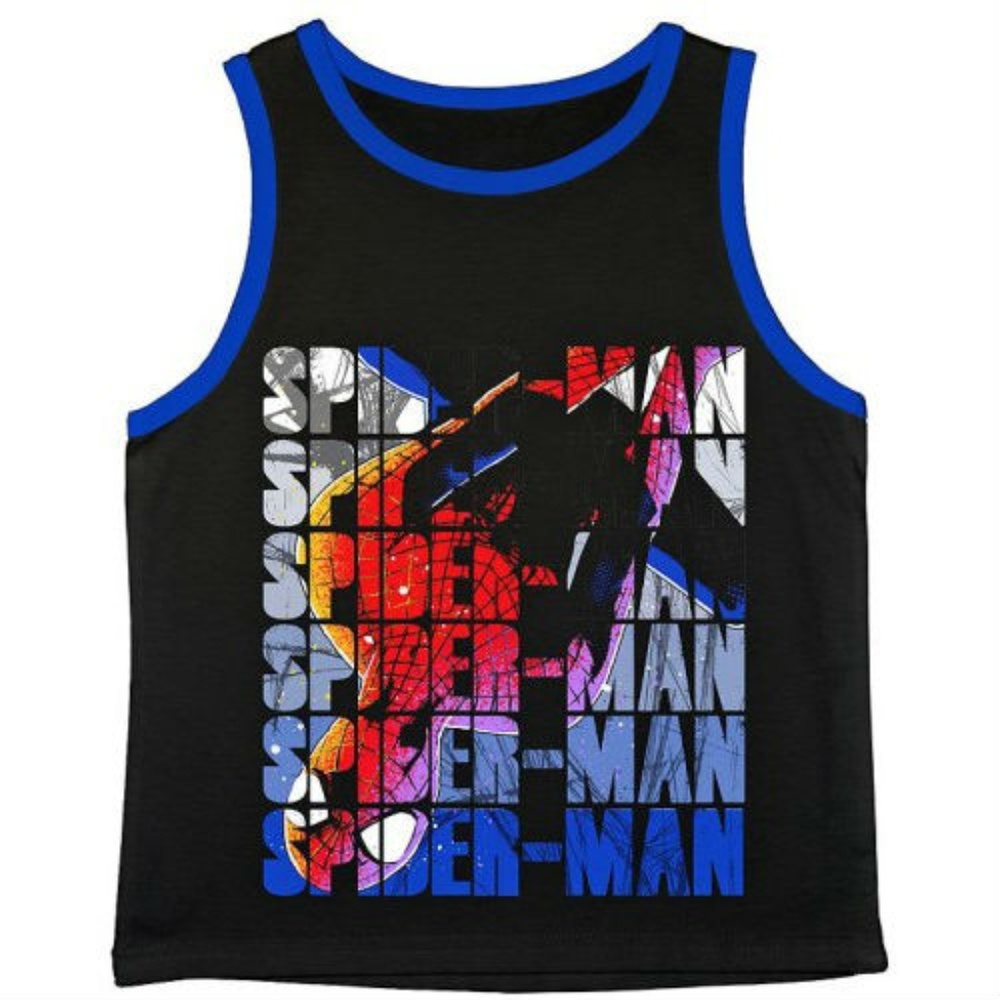 New! Marvel Spider-Man Glitter Tank Top T-Shirt 5/6